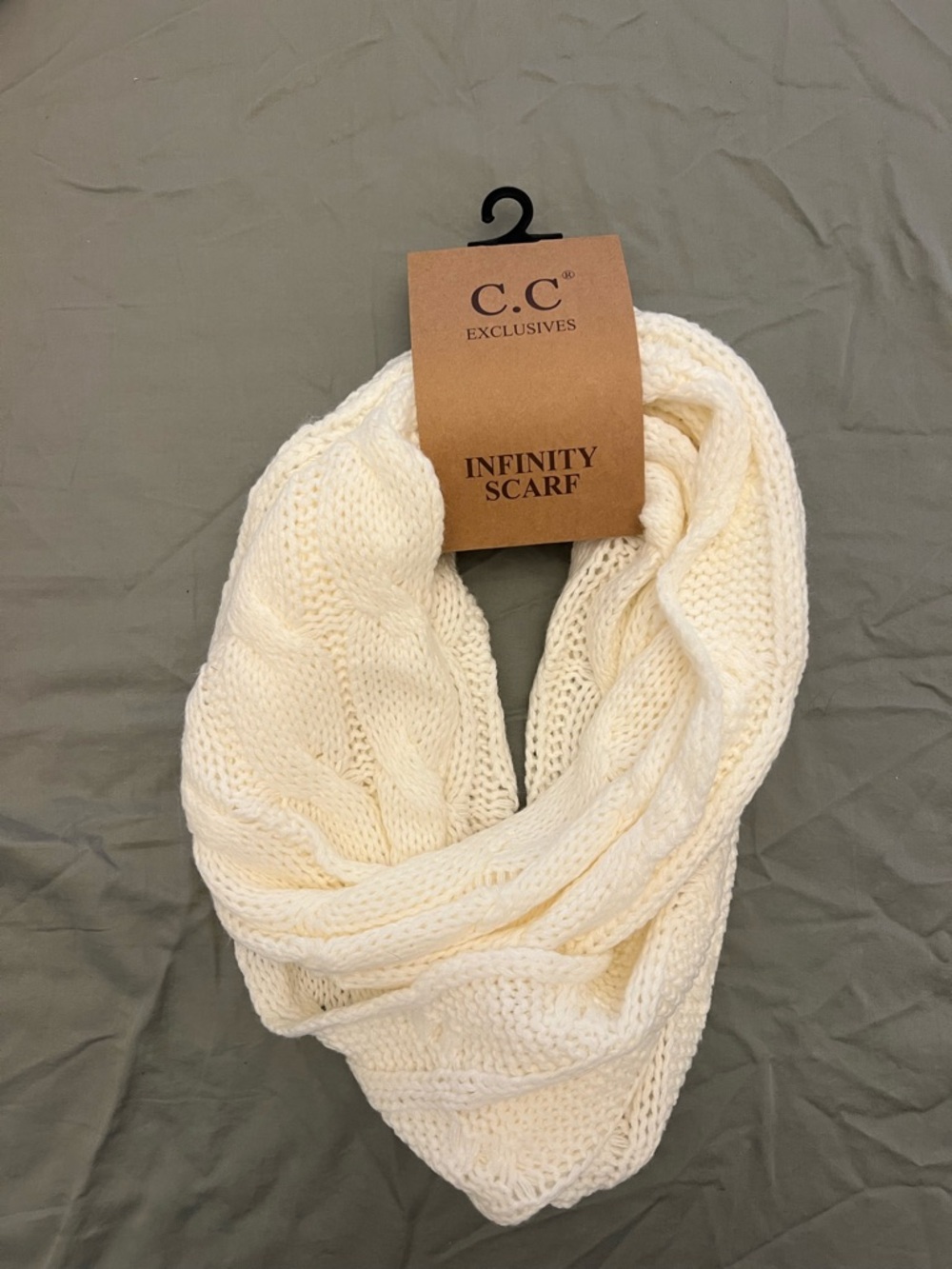 C.C Cream Cable Knit Infinity Scarf
